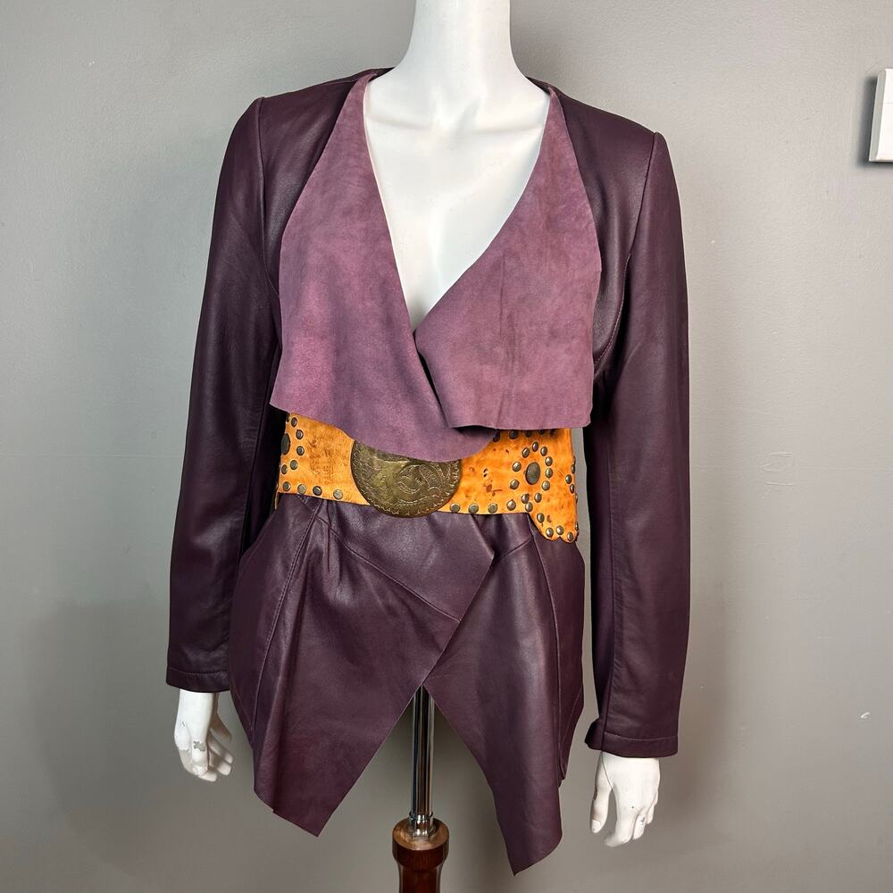 My tribe leather jacket medium y2k purple cascade‎ witchy asymmetrical charmed